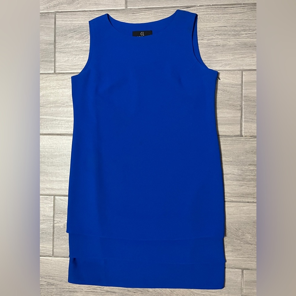 Carole Little Vintage Women’s Blue Side Zip Sleeveless  Tank Dress Petite Size 8